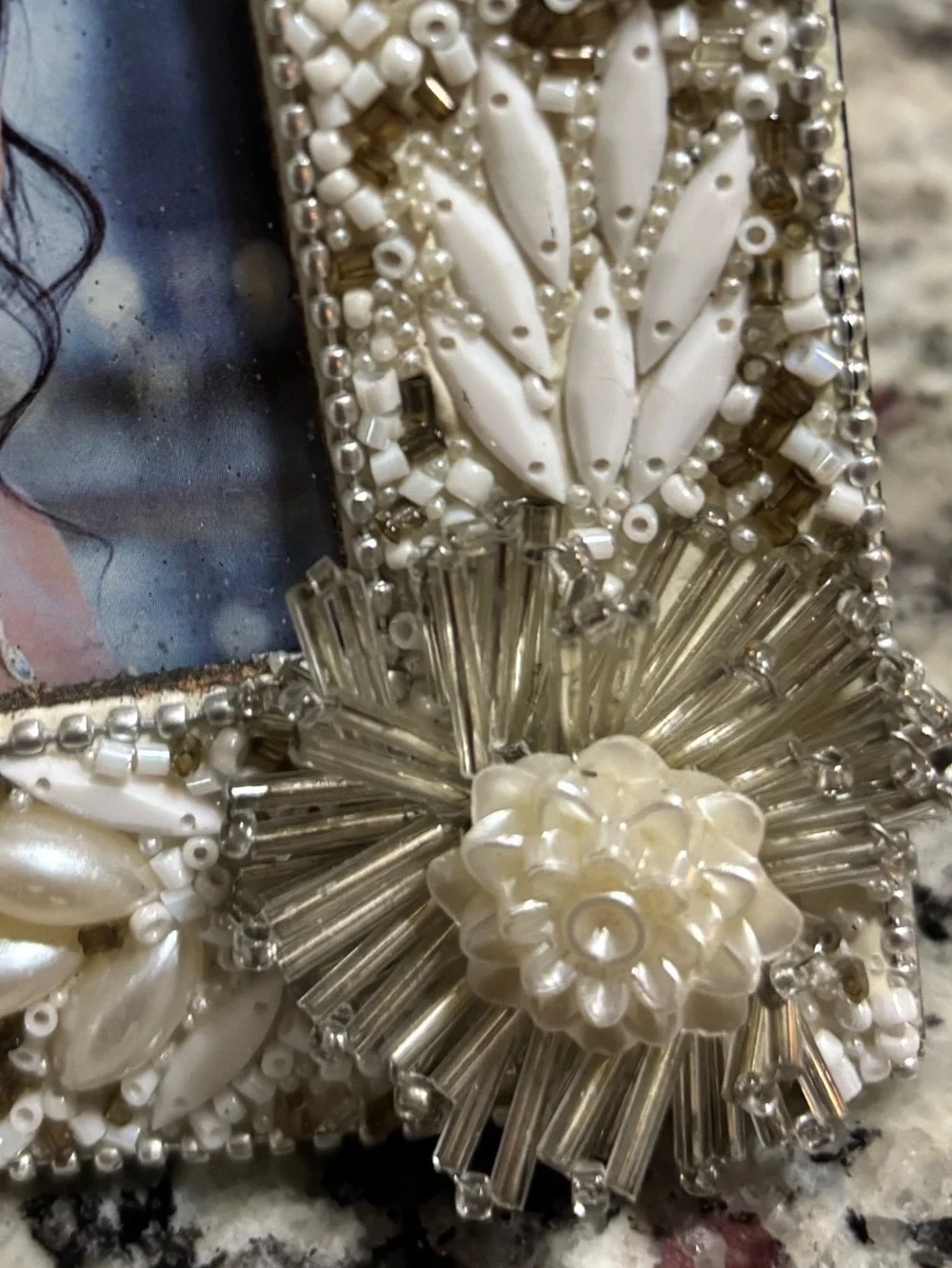 NEW Cracker Barrel Beaded Picture Frame 5” x 5” Silver Photo Frame with Pearls